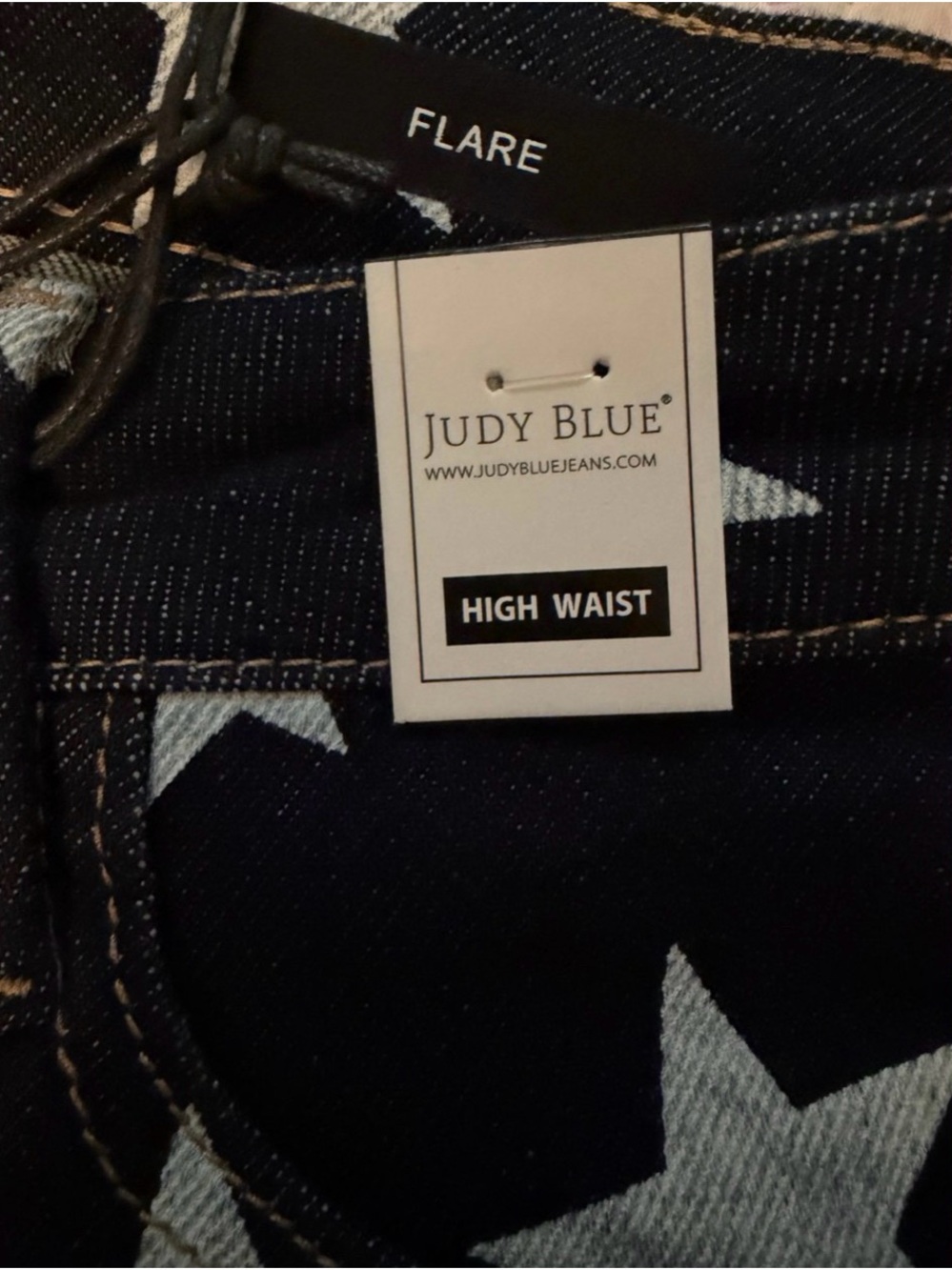 Judy Blue Navy High-Rise Flare Jeans with Light Star Detail